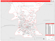 E. Baton Rouge County Wall Map Red Line Style